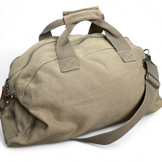 Vintage Eddie Bauer Canvas Duffle Bag Military Style Crossbody Strap