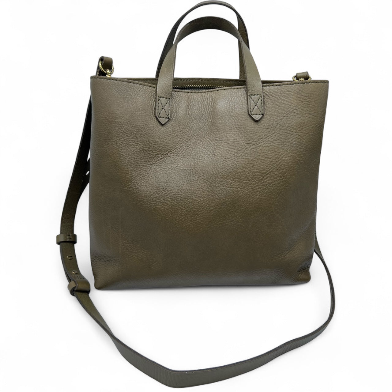 Madewell Asparagus Small Transport Leather Suede-Panel Crossbody Satchel