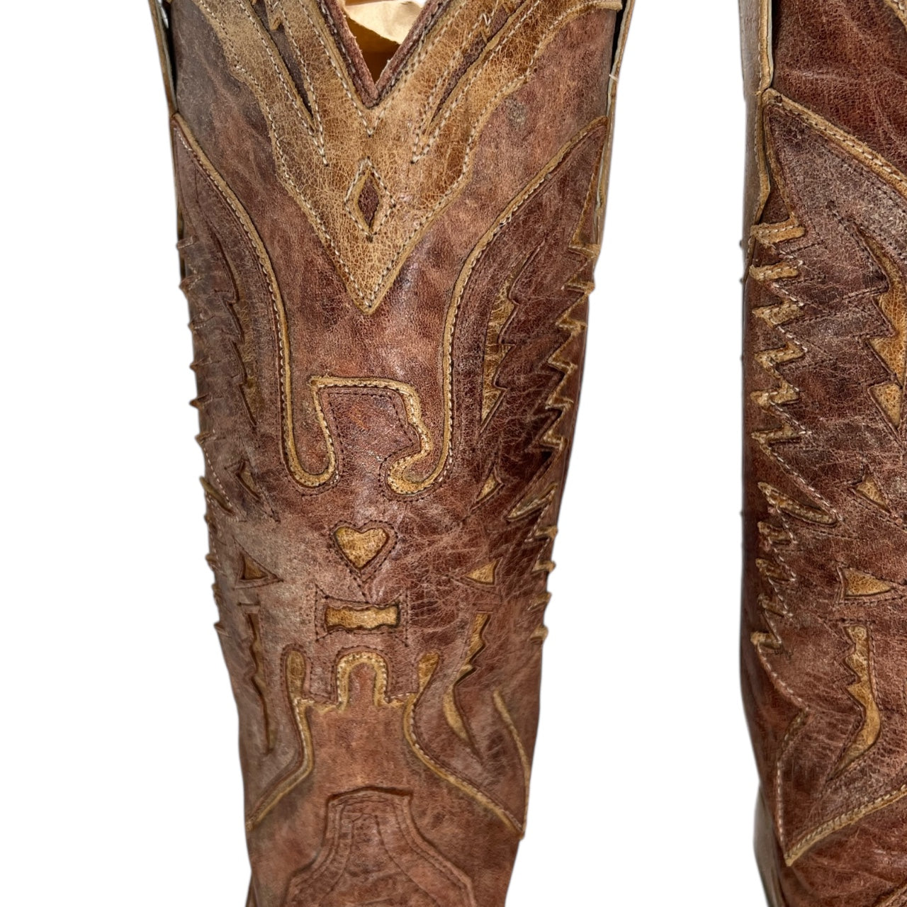 Corral Women’s Crackle Distressed Antique Finish Saddle Cowboy Boots Western Size 8M R2227 Made in Mexico