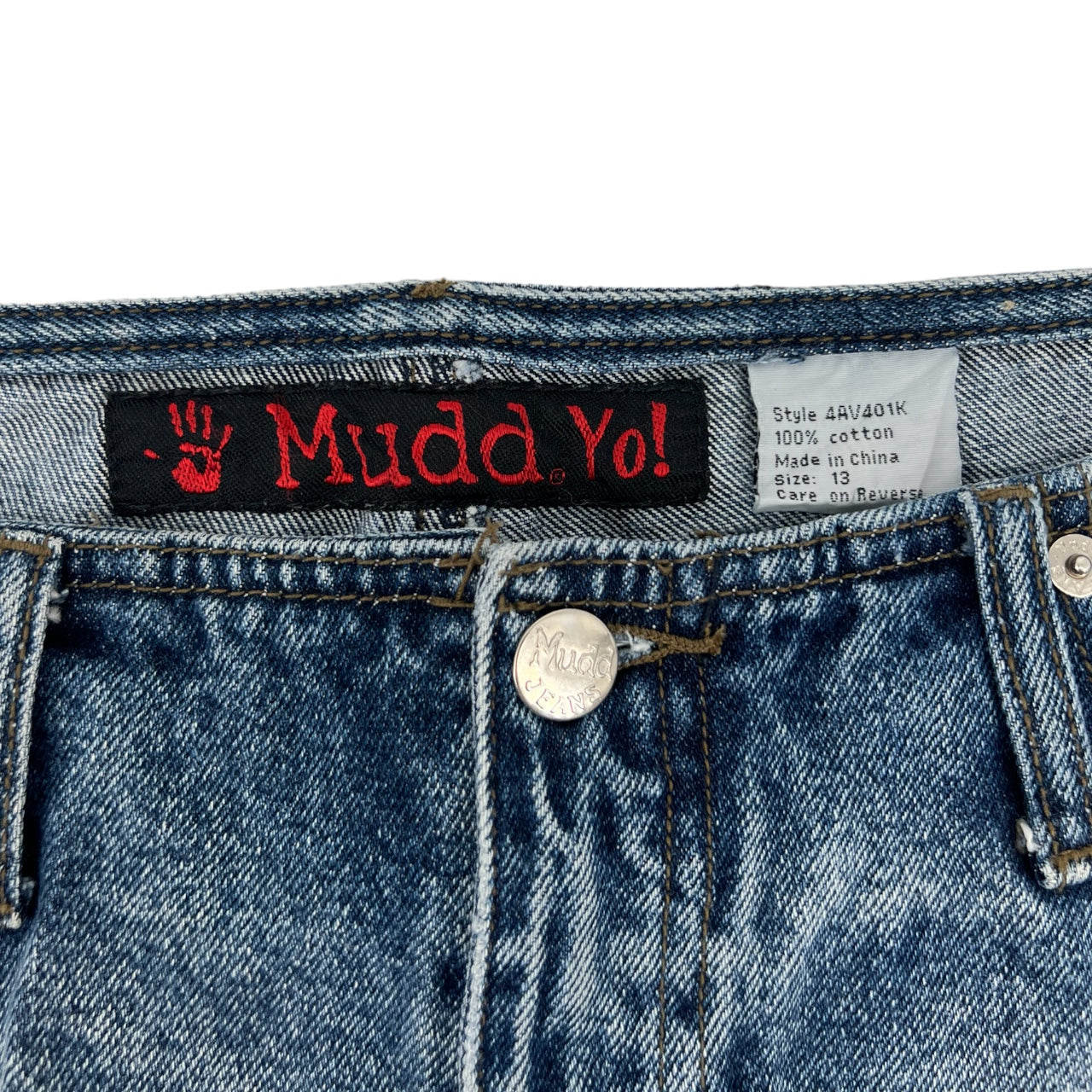 Vintage Y2K Mudd Low Rise Faded Distressed Denim Mini Skirt Sz 13