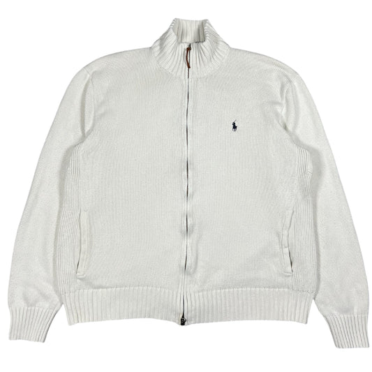 Vintage Polo Ralph Lauren Full Zip Mock Neck Sweater Embroidered Pony Men’s XL 100% Cotton Two Way Zip