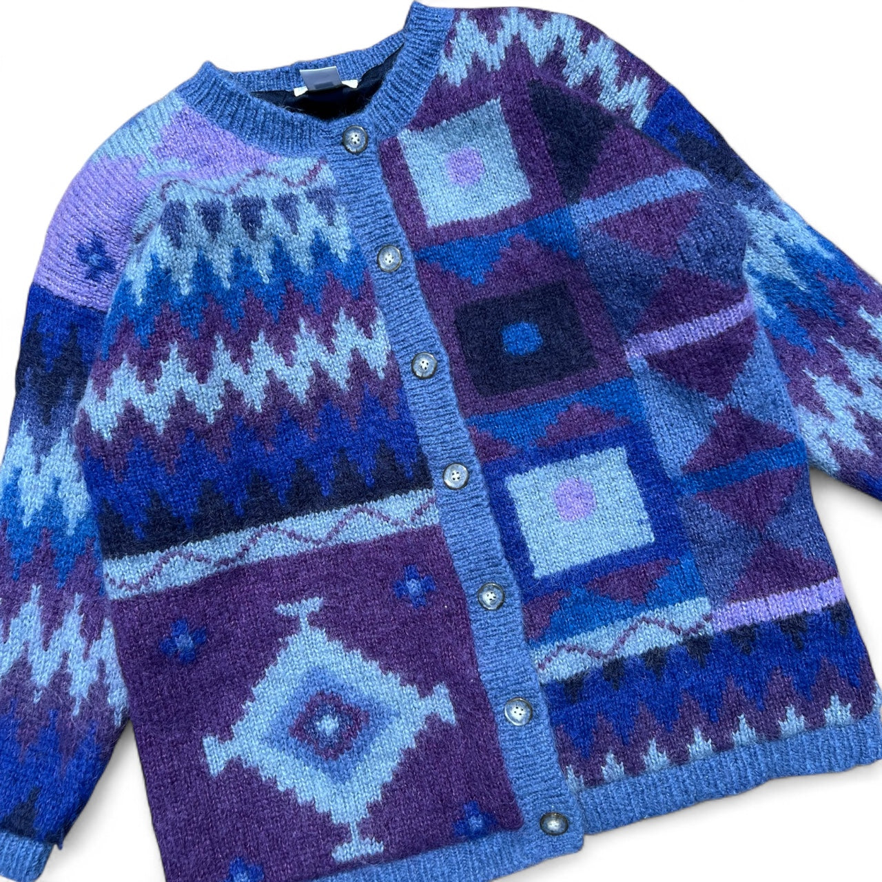 Vintage Susan Bristol Mohair Wool Blend Geometric Cardigan Women’s Large