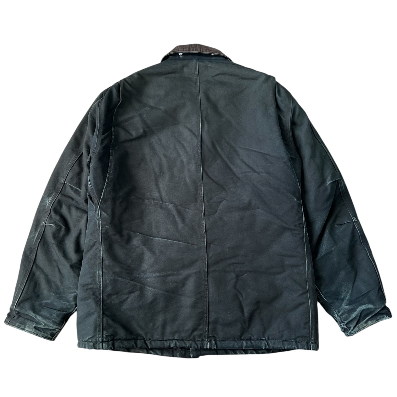 90s Carhartt Black Arctic Chore Jacket Barn Coat Quilt Lining Men’s XXL Distressed Sun Faded