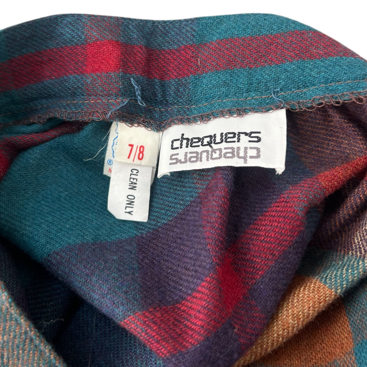 60s Chequers Multicolored Plaid Midi Skirt High Waisted Women’s 7/8 XS Union Made ILGWU