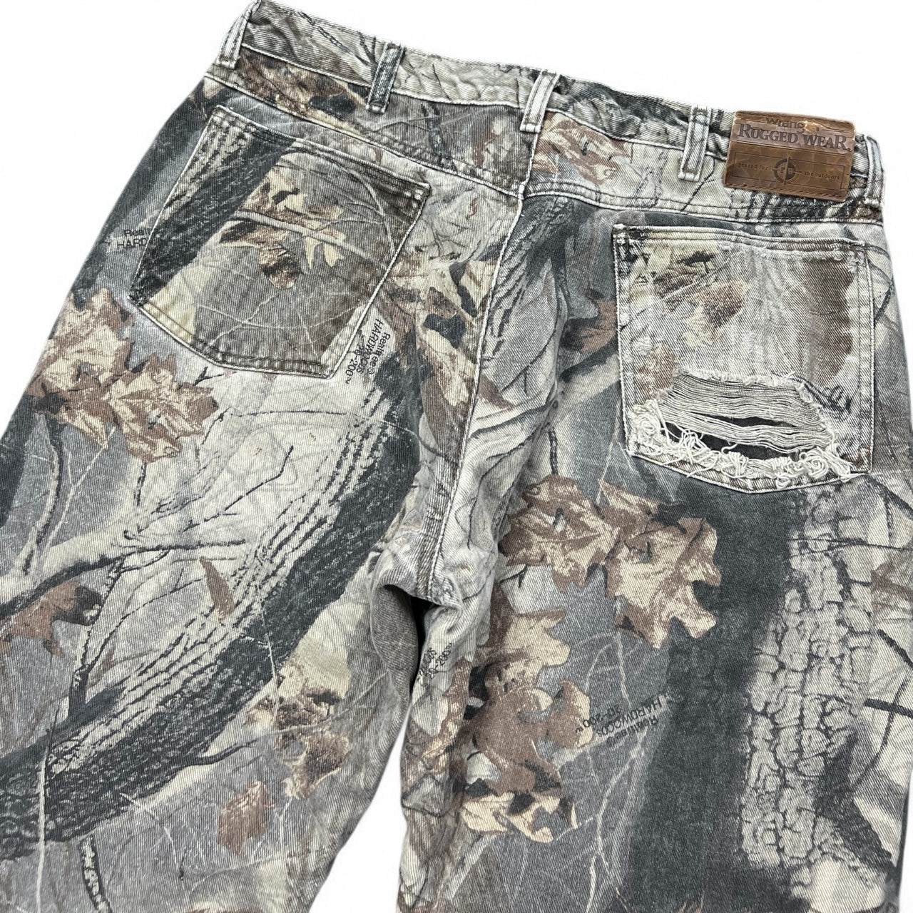 Vintage Wrangler Rugged Wear Distressed Camouflage Pants Quilt Lined Mens 38x30