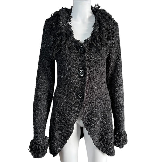 Y2K John fashion Sweater Goth Fringe Trim Cardigan Wool Blend Women’s Small