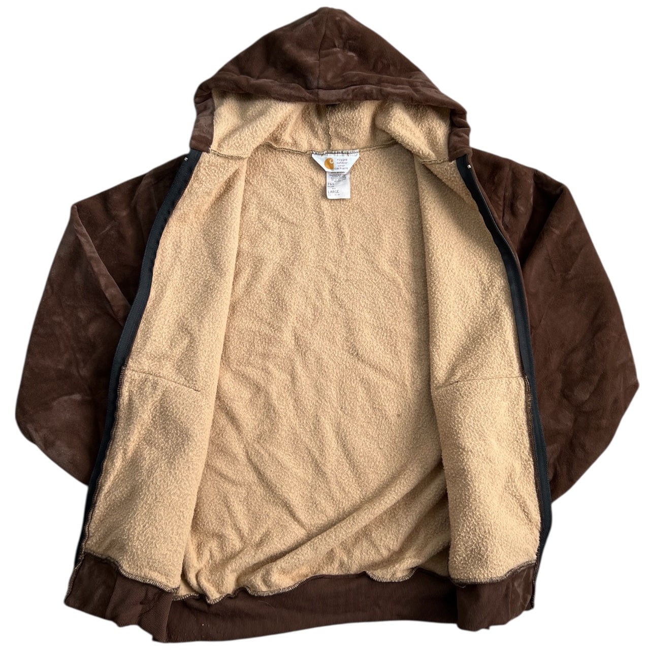 90s Carhartt Brown Velvet Velour Zip Up Hoodie Men’s Large Made in USA