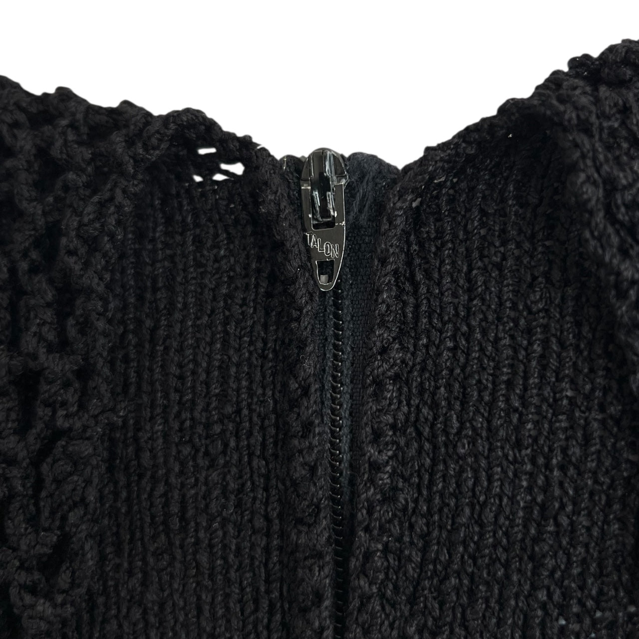 Vintage Gianna Knits Black Crochet Dress Ruffles Women’s Large Talon Zipper