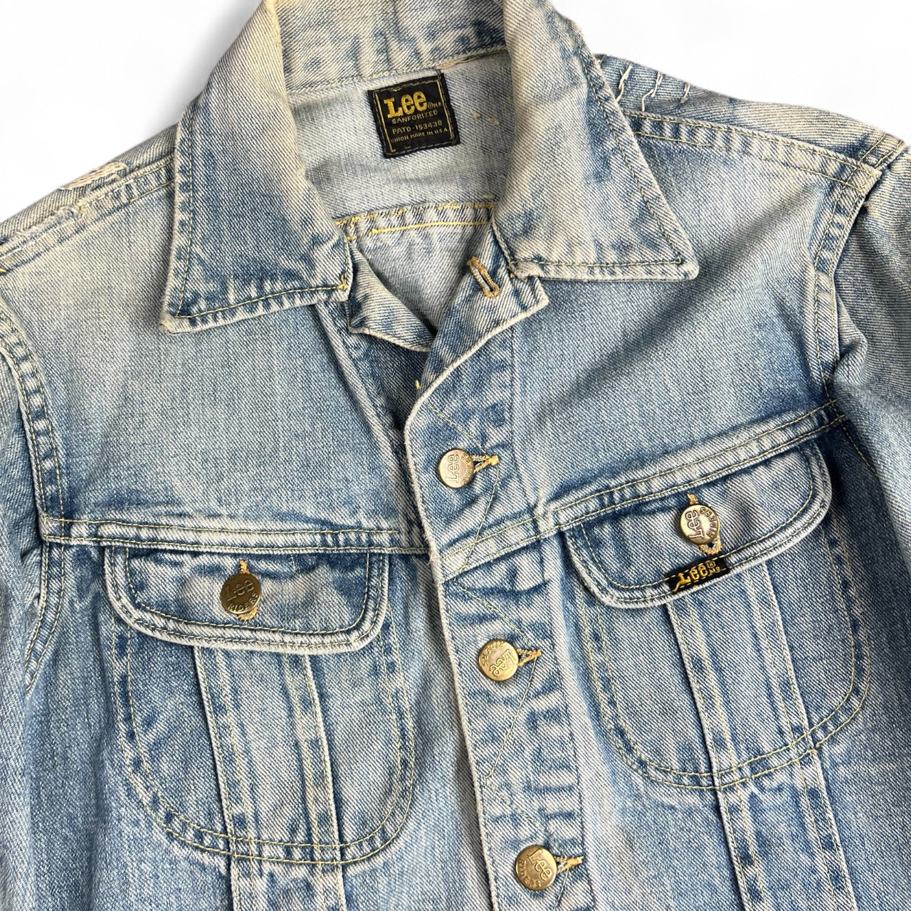 70s Lee Riders Sanforized 220J Denim Trucker Jacket Embroidered Sun & Moon Women’s XS/S