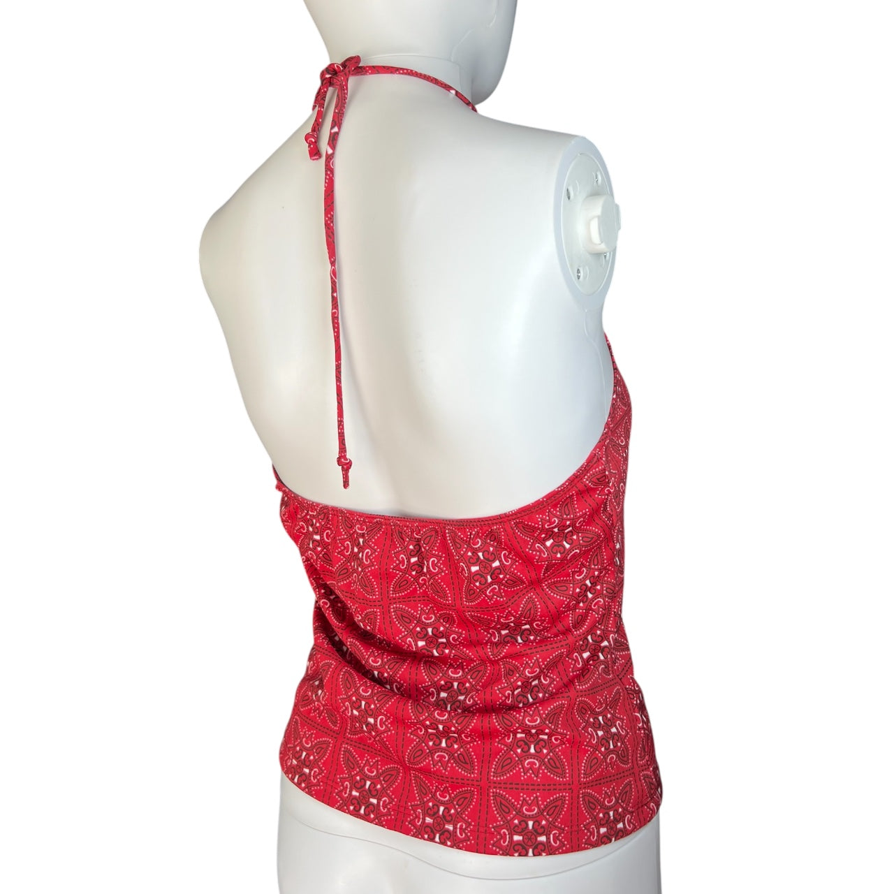90s Y2K ENT Entrancy Red Bandana Print Halter Top Women’s Med Made in USA