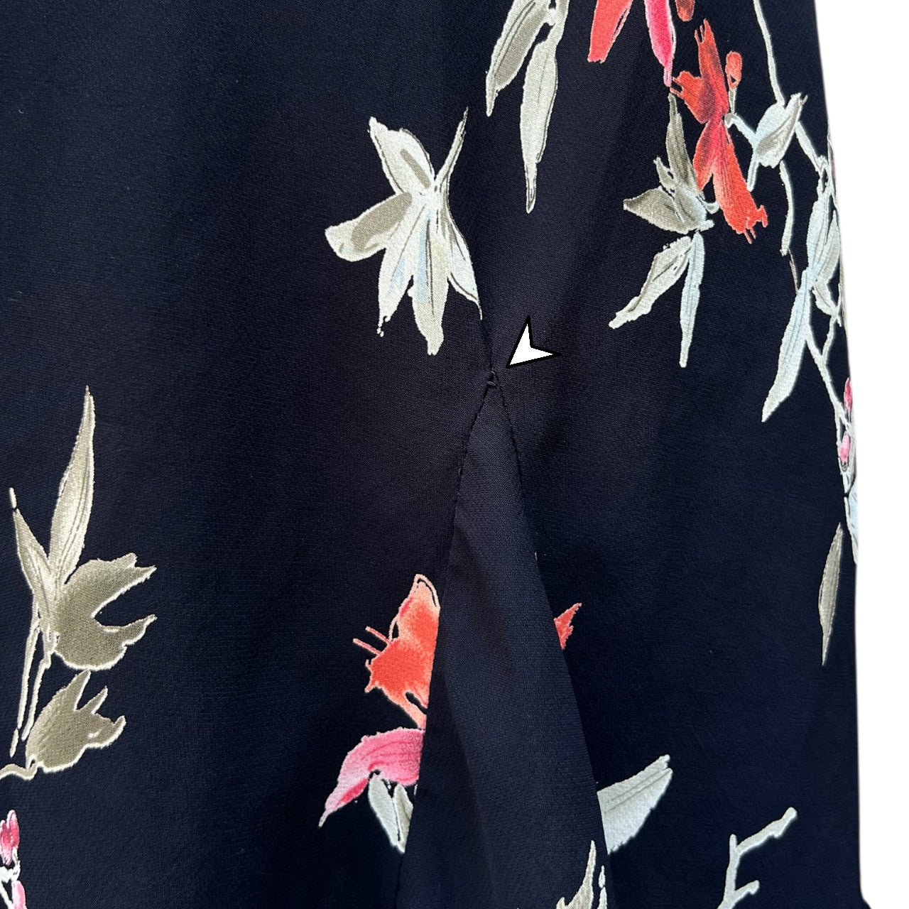 90s Y2K Lily Black Floral Chiffon Midi Dress Handkerchief Hem Women’s Large Made in USA