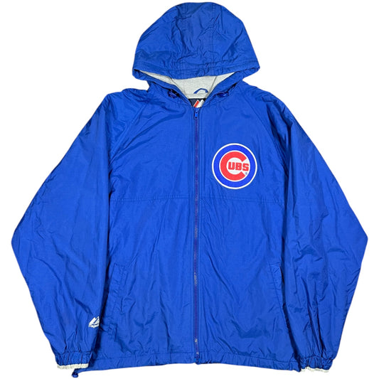 Vintage Majestic Chicago Cubs Blue Windbreaker Hooded Jacket Men’s Med