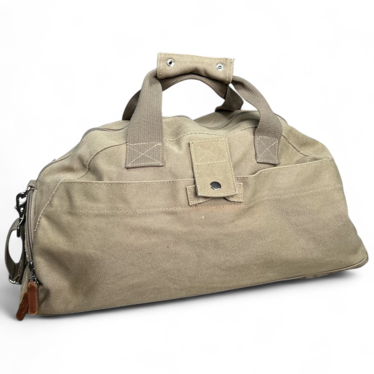 Vintage Eddie Bauer Canvas Duffle Bag Military Style Crossbody Strap