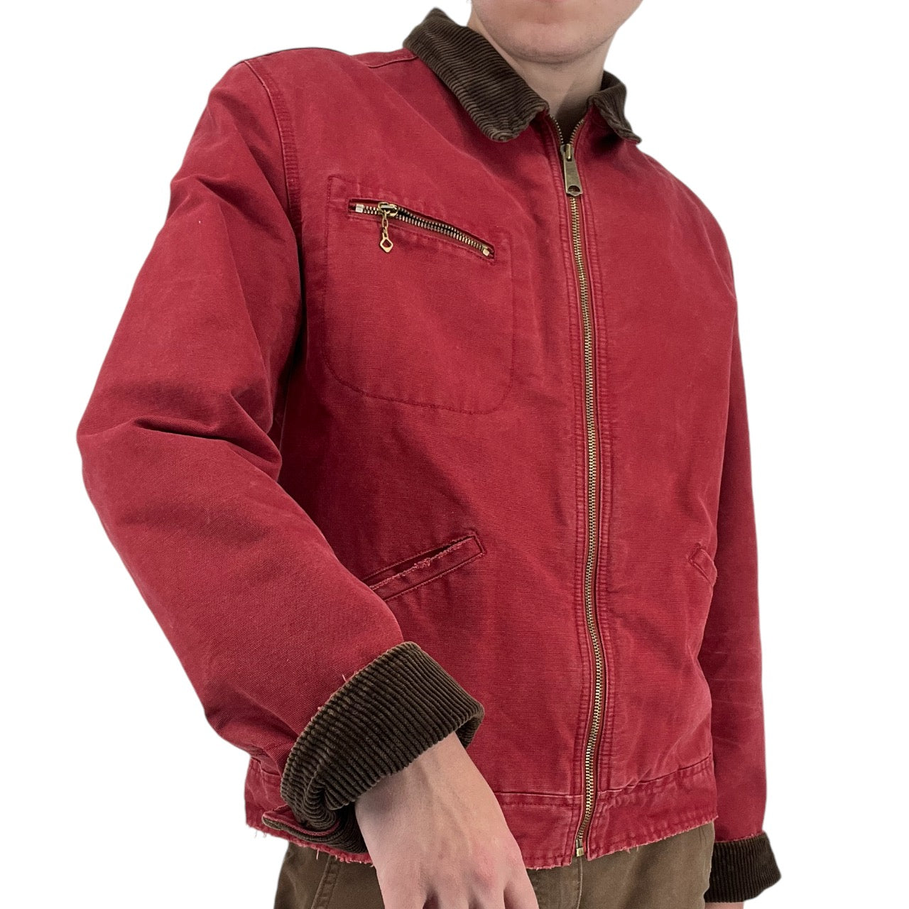 Vintage Polo Ralph Lauren Red Detroit Work Jacket Mens Large Barn Chore Coat Corduroy Collar