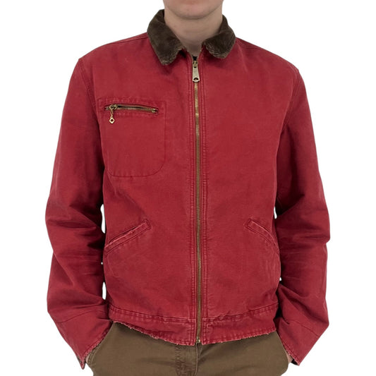 Vintage Polo Ralph Lauren Red Detroit Work Jacket Mens Large Barn Chore Coat Corduroy Collar