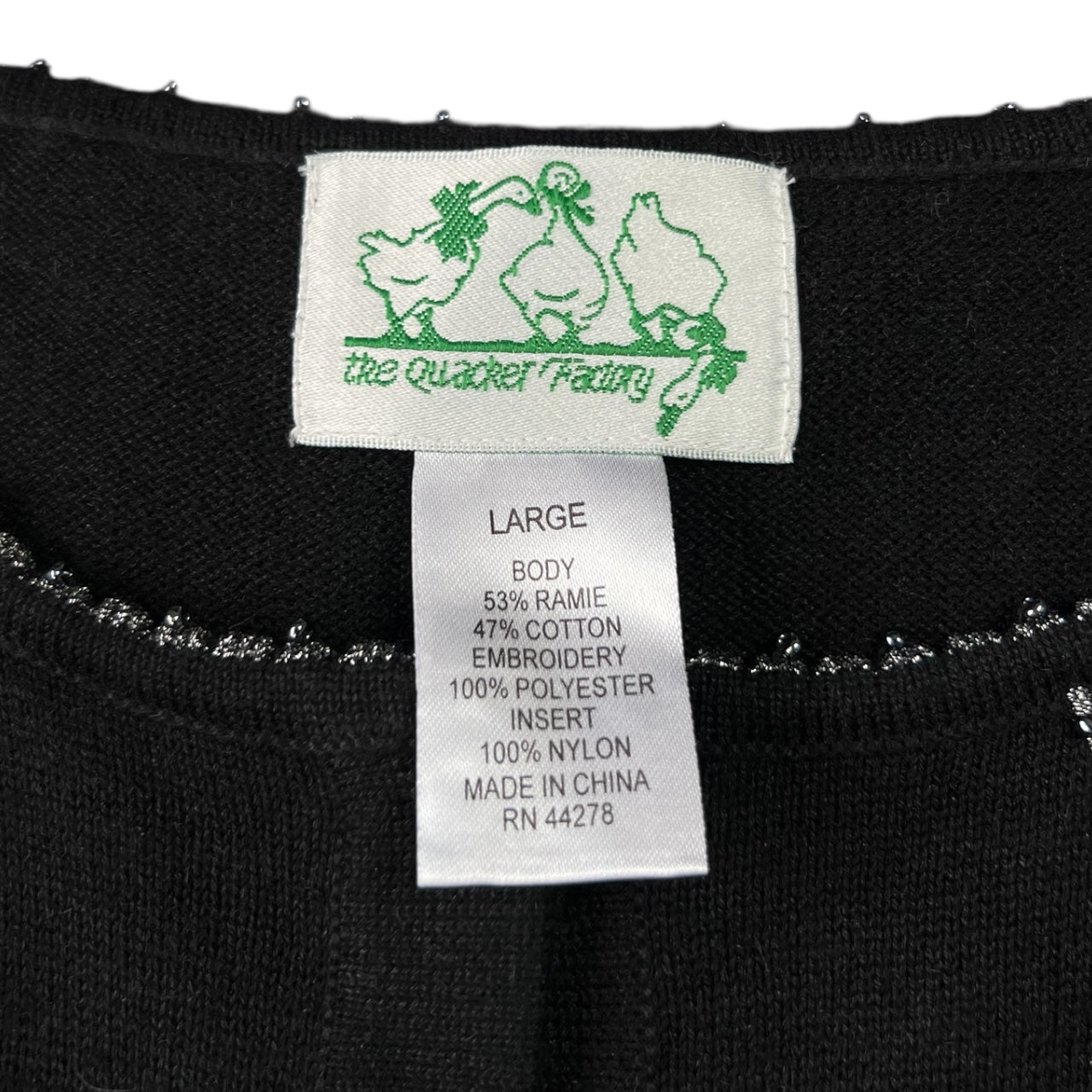 Vintage The Quacker Factory Black Beaded Spiderweb Ugly Sweater Cardigan Women’s Large Mesh