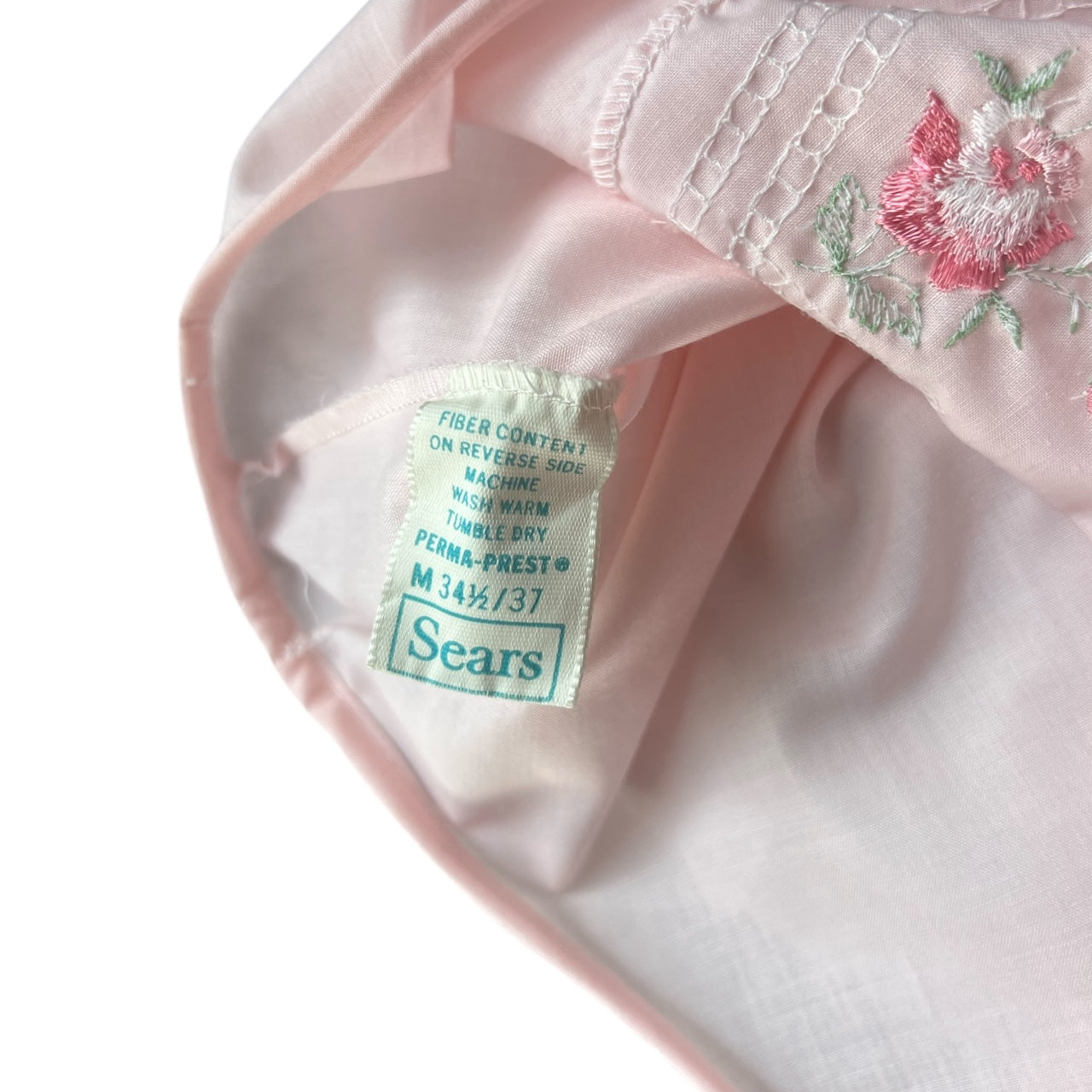 Vintage Sears Perma Prest Pink Nightgown Robe Set Floral Embroidered Lace Trim Women’s Med
