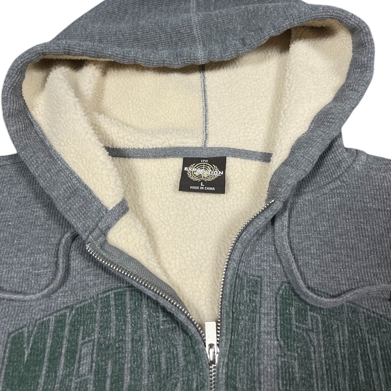 Vintage 90s Michigan State University Gray Zip Up Hoodie Sherpa Lined Mens Large