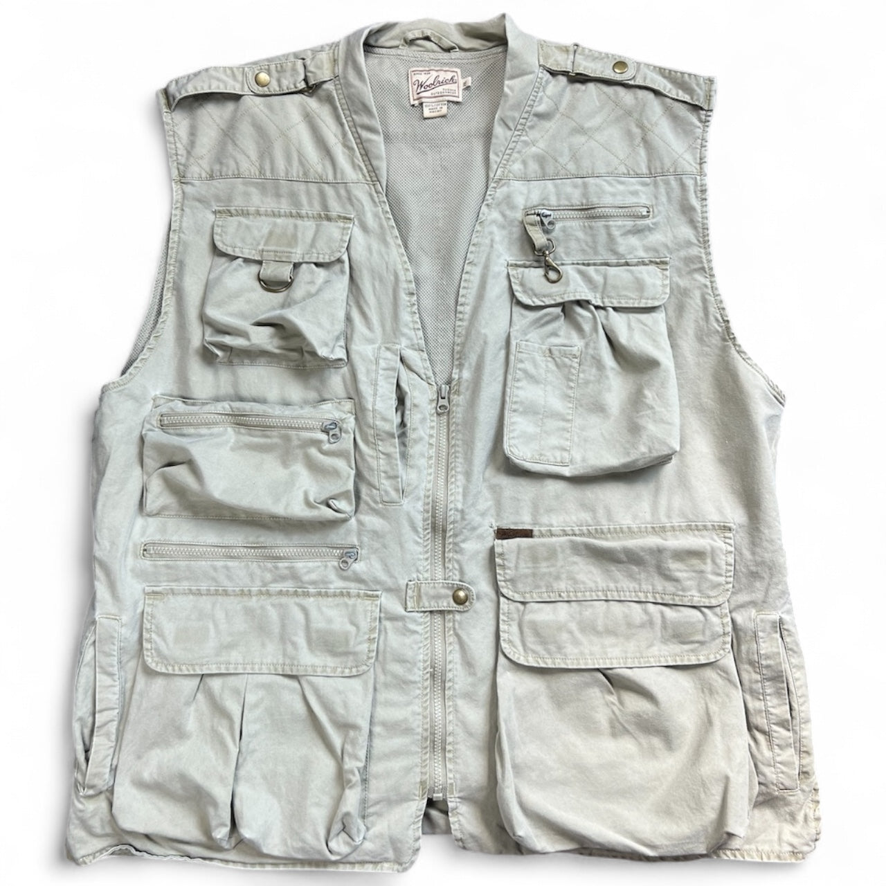 Vintage Woolrich Safari Vest Men’s 2XL Hunting Fishing Photography Khaki Zip Up Cargo