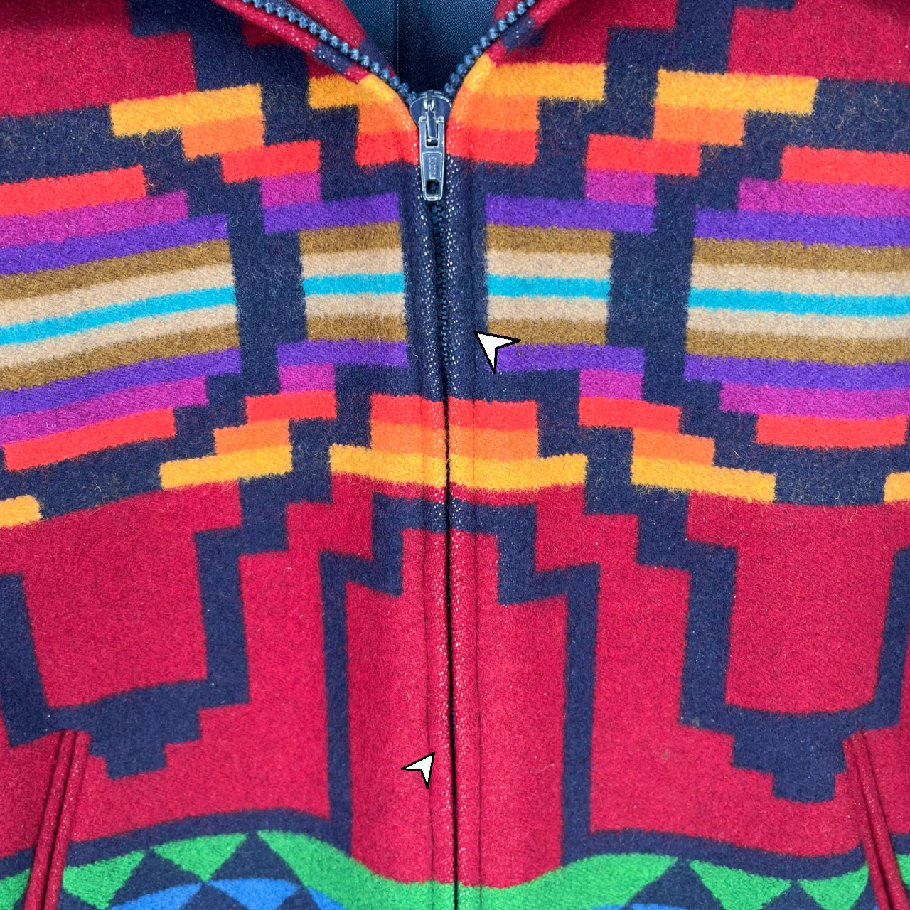 Vintage 70s Country Sophisticates Pendleton Red Southwestern Aztec Blanket Jacket Large