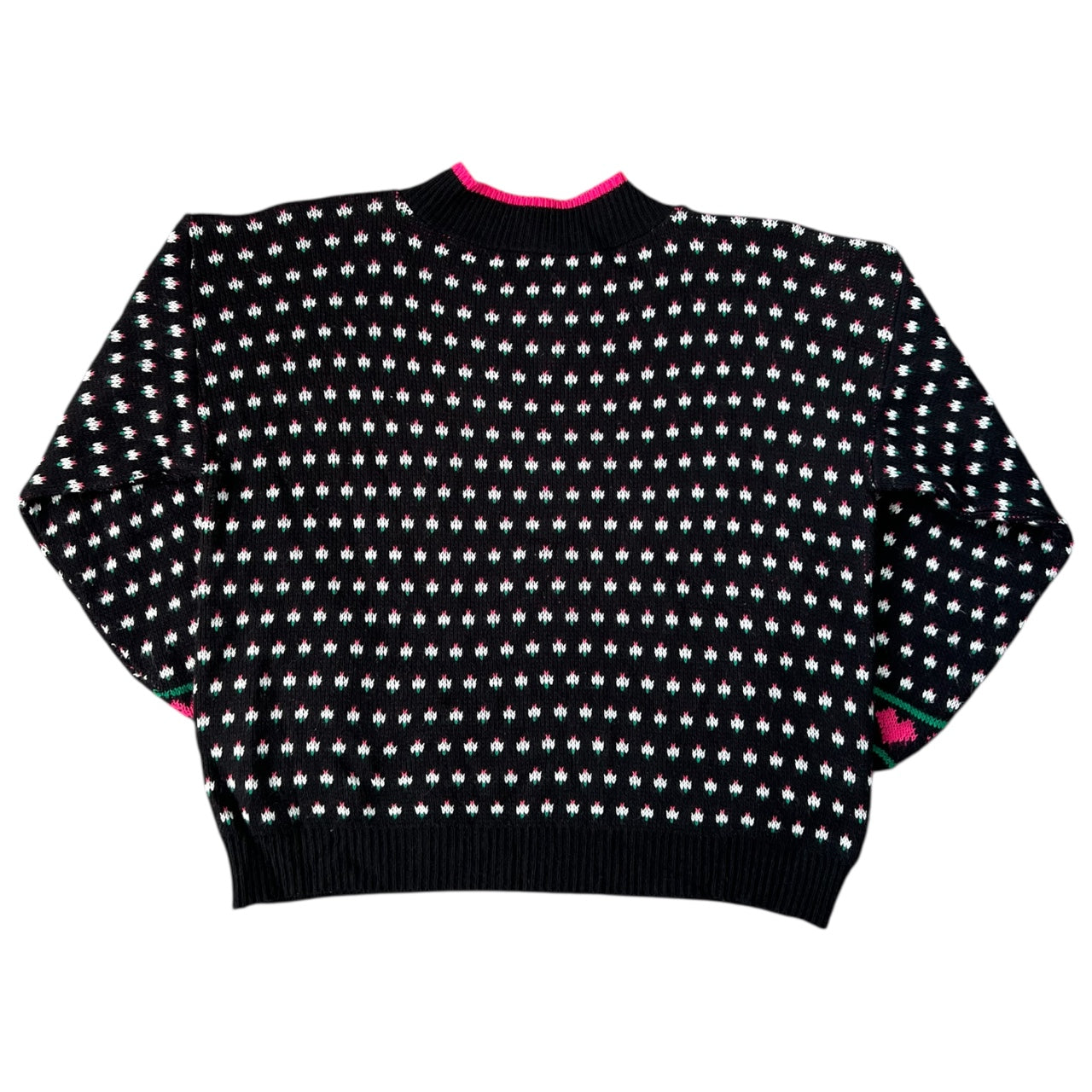 90s Jane Adam’s Cat Grandma Sweater Hearts Polka Dot Women’s Large Made in USA