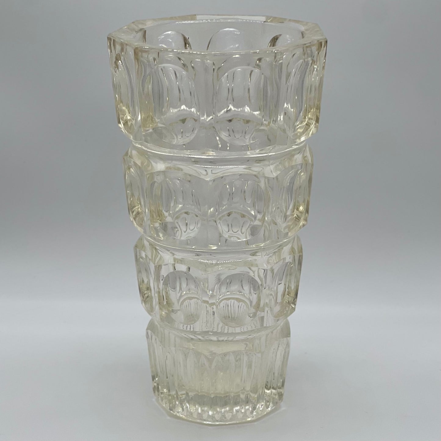 Vintage 1930’s Josef Hoffman for Moser Art Deco Pressed Glass Geometric Thousand Eye Vase