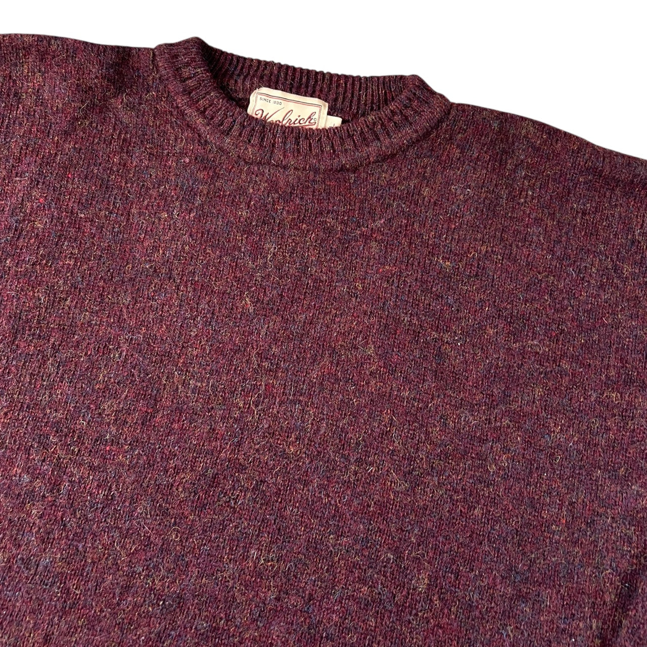 Vintage Woolrich Maroon Rainbow Knit Crew Neck Sweater Men’s Large 100% Wool