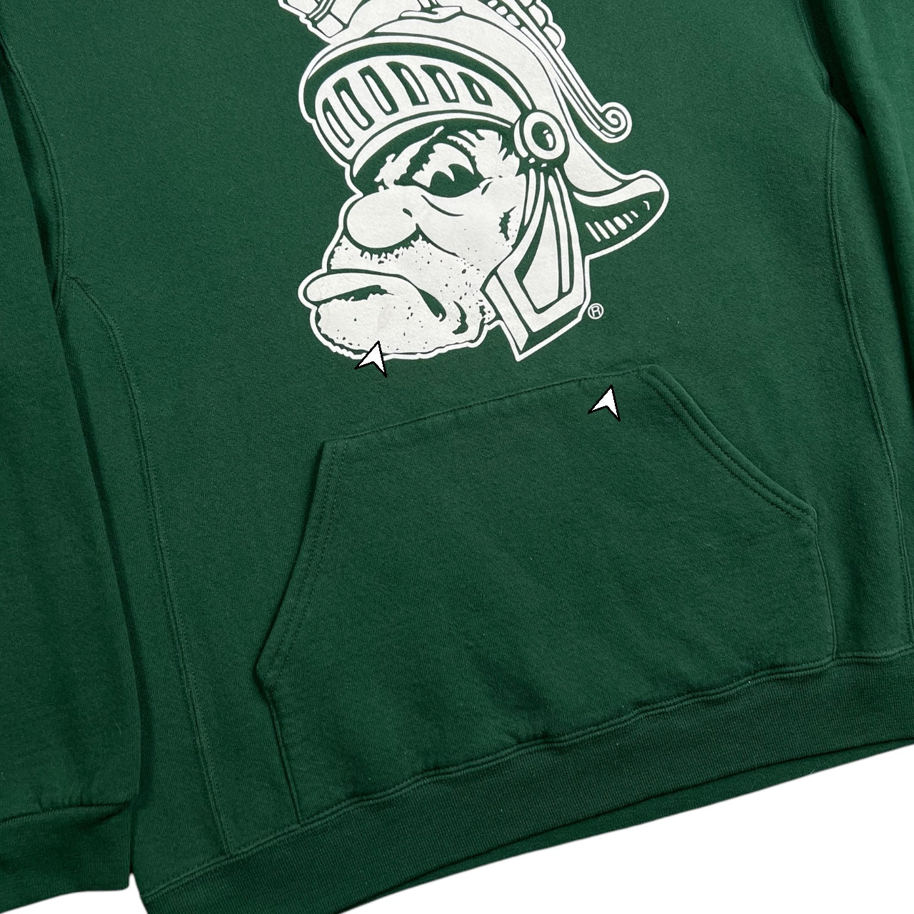 Y2K Russell Athletic Michigan State University MSU Spartans Green Pullover Hoodie Mens XL