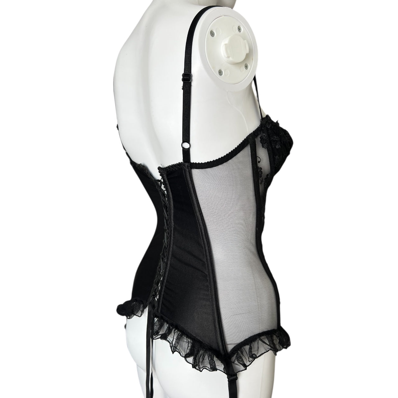 90s Victoria’s Secret Sheer Black Floral Lace Bustier Corset Women’s 34C Goth