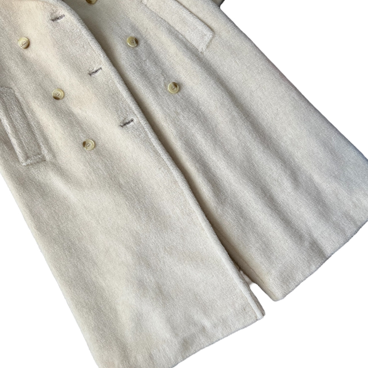Vintage Invertere Cream 100% Alpaca Pile Trench Coat Satin Lined Women’s XL