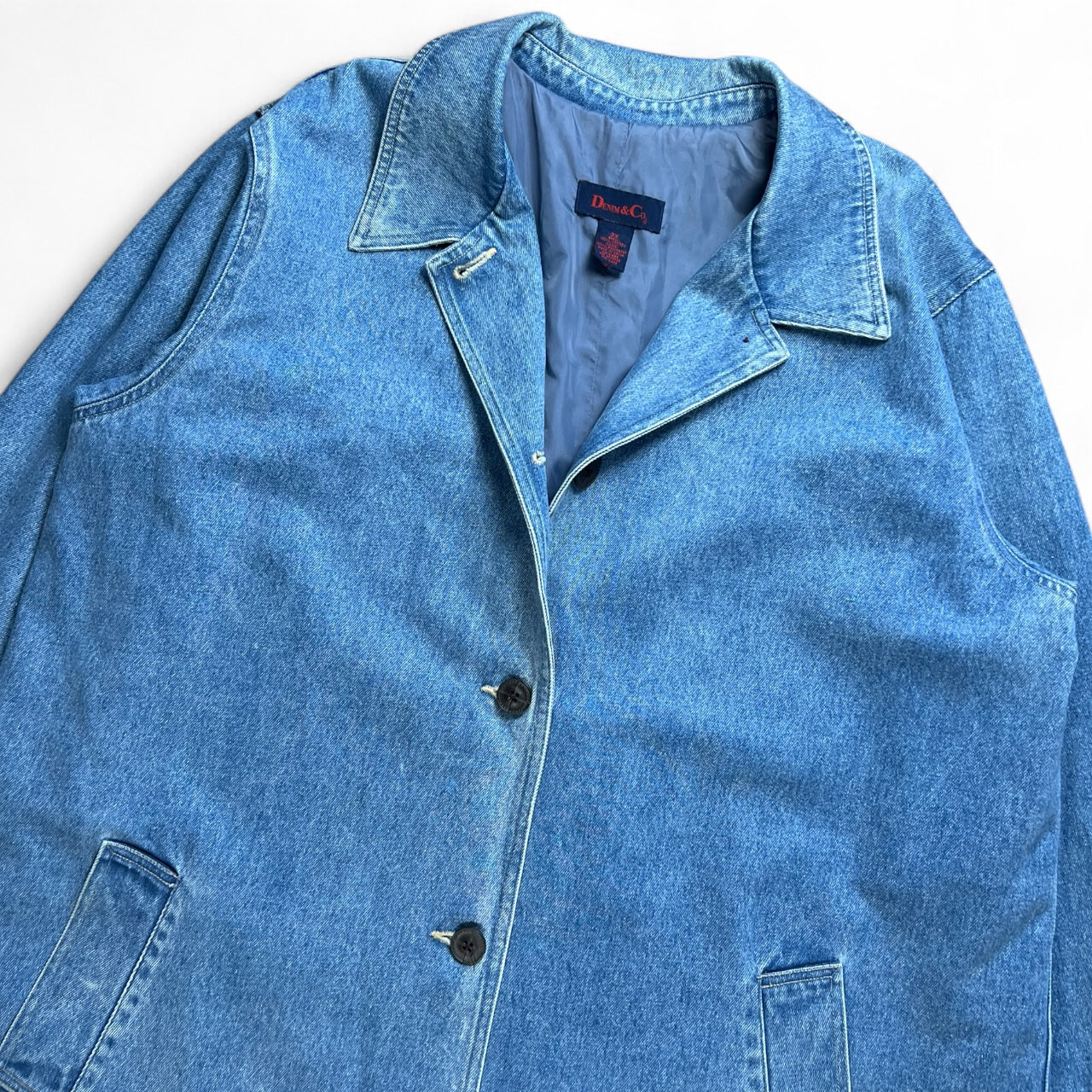 90s Denim & Co Denim Trench Coat Barn Jacket Women’s 2X