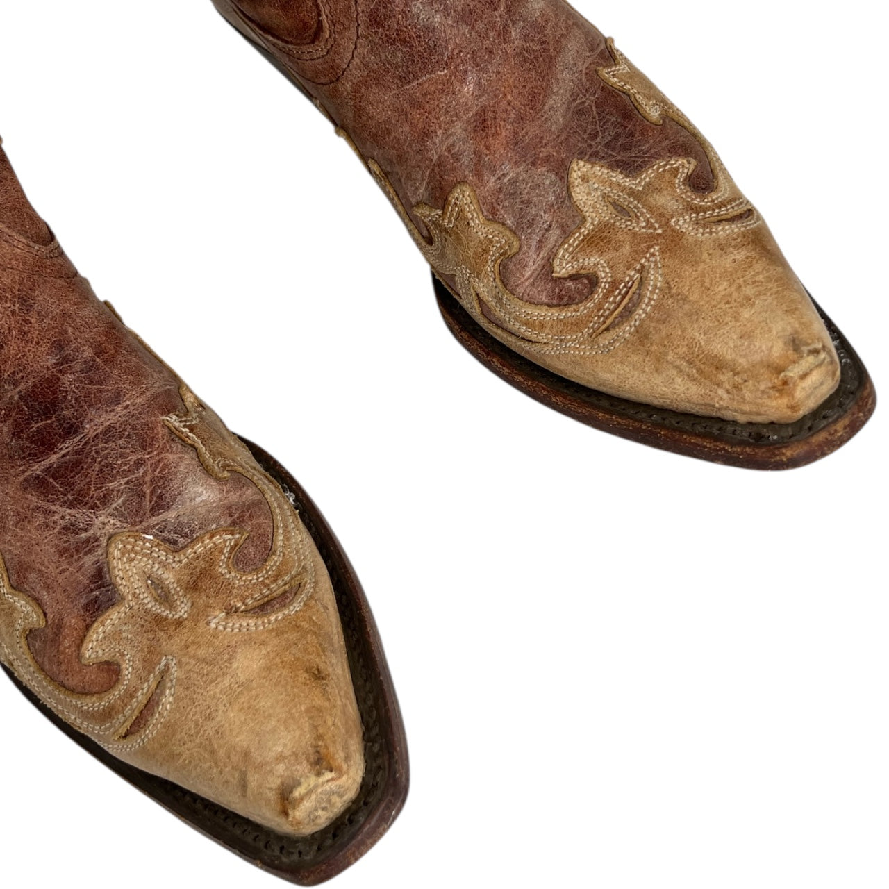 Corral Women’s Crackle Distressed Antique Finish Saddle Cowboy Boots Western Size 8M R2227 Made in Mexico