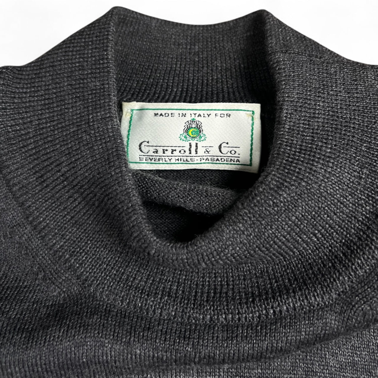 Vintage Carroll and Company Grey Mock Neck 100% Virgin Wool Sweater Men’s XL Made in Italy