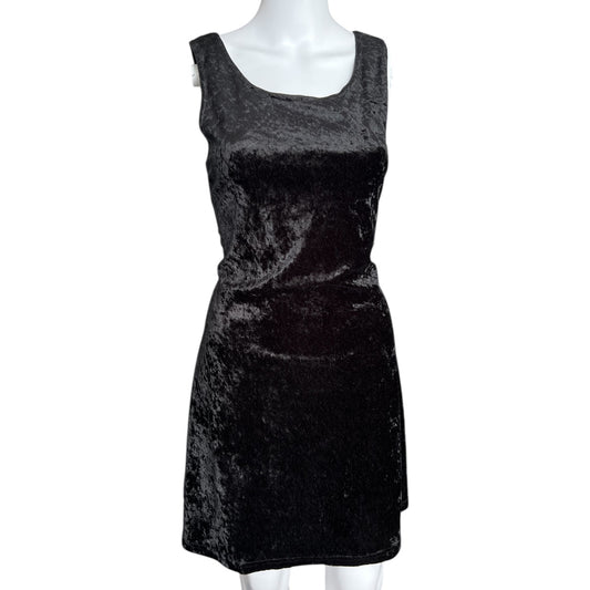 90s Carreau Black Crushed Velvet Mini Dress Women’s Medium Goth