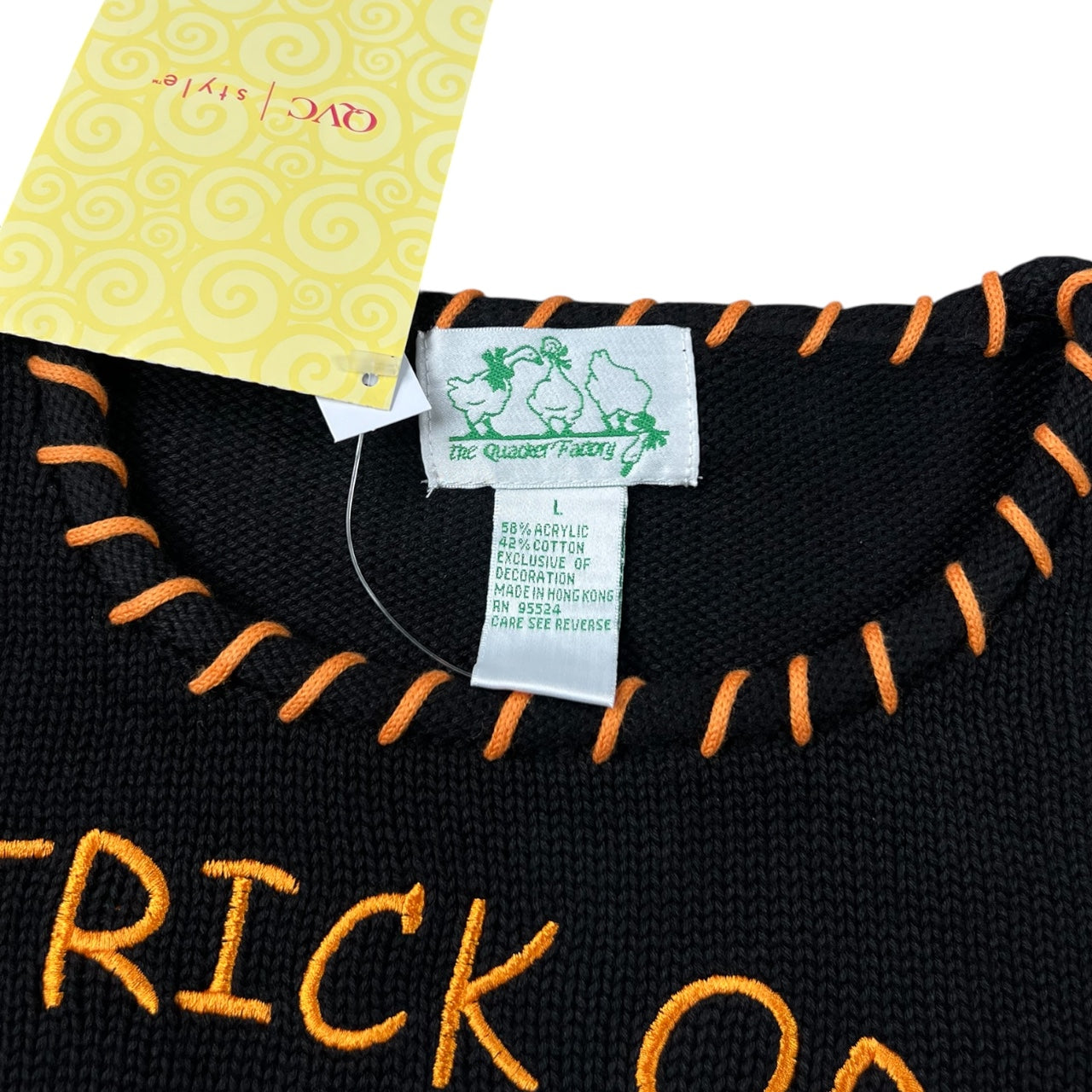 NWT Vintage The Quacker Factory Halloween Ugly Sweater Trick or Treat Ghosts Pumpkin Sequin Women’s Large