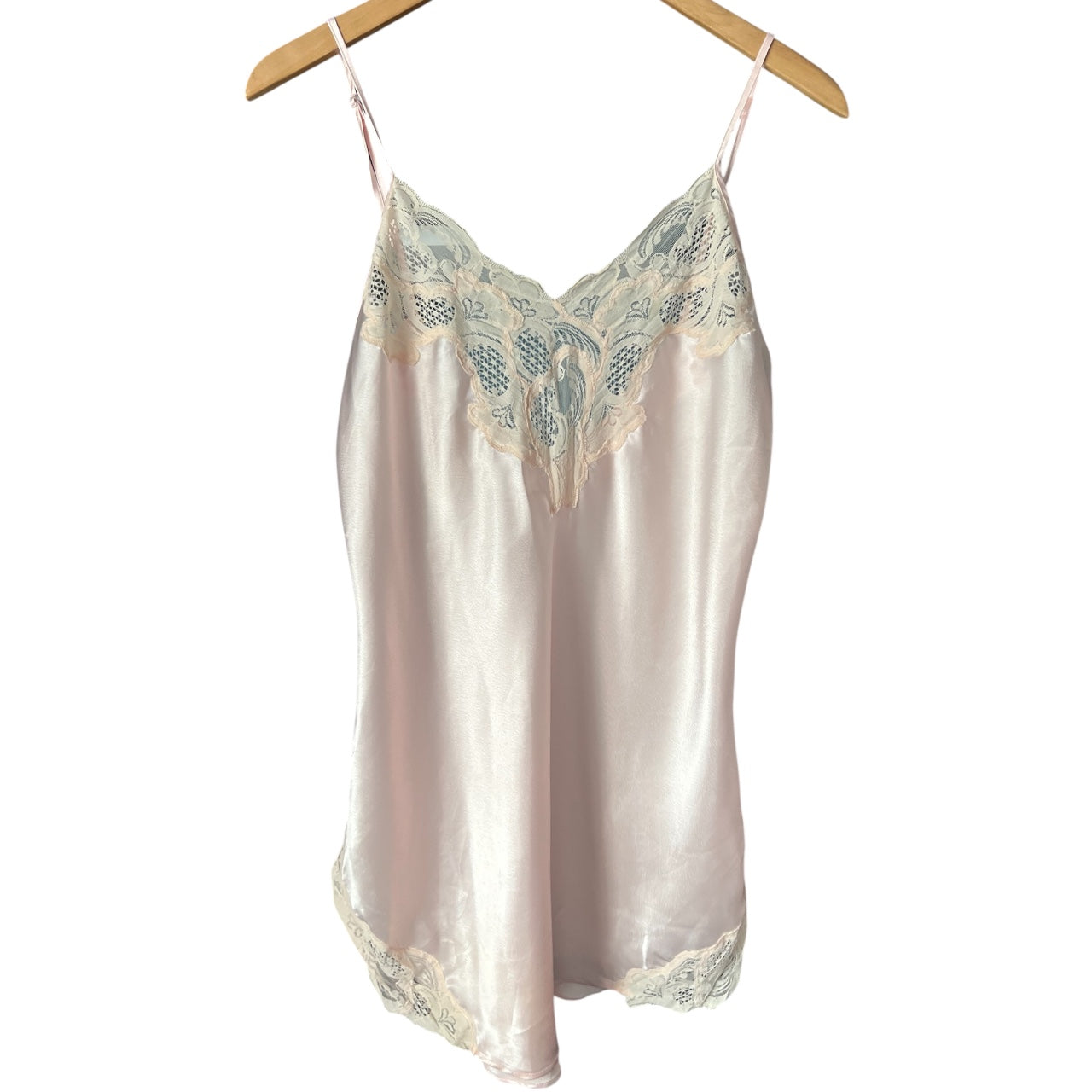 90s Victoria Secret Gold Label Baby Pink Satin Lace Slip Dress Women’s Med