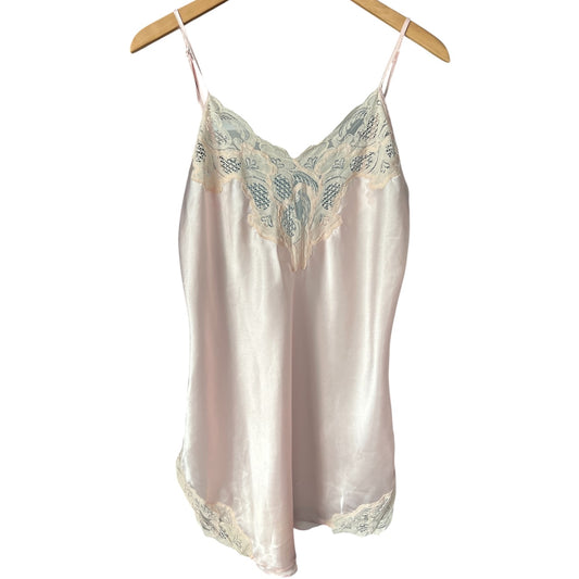 90s Victoria Secret Gold Label Baby Pink Satin Lace Slip Dress Women’s Med
