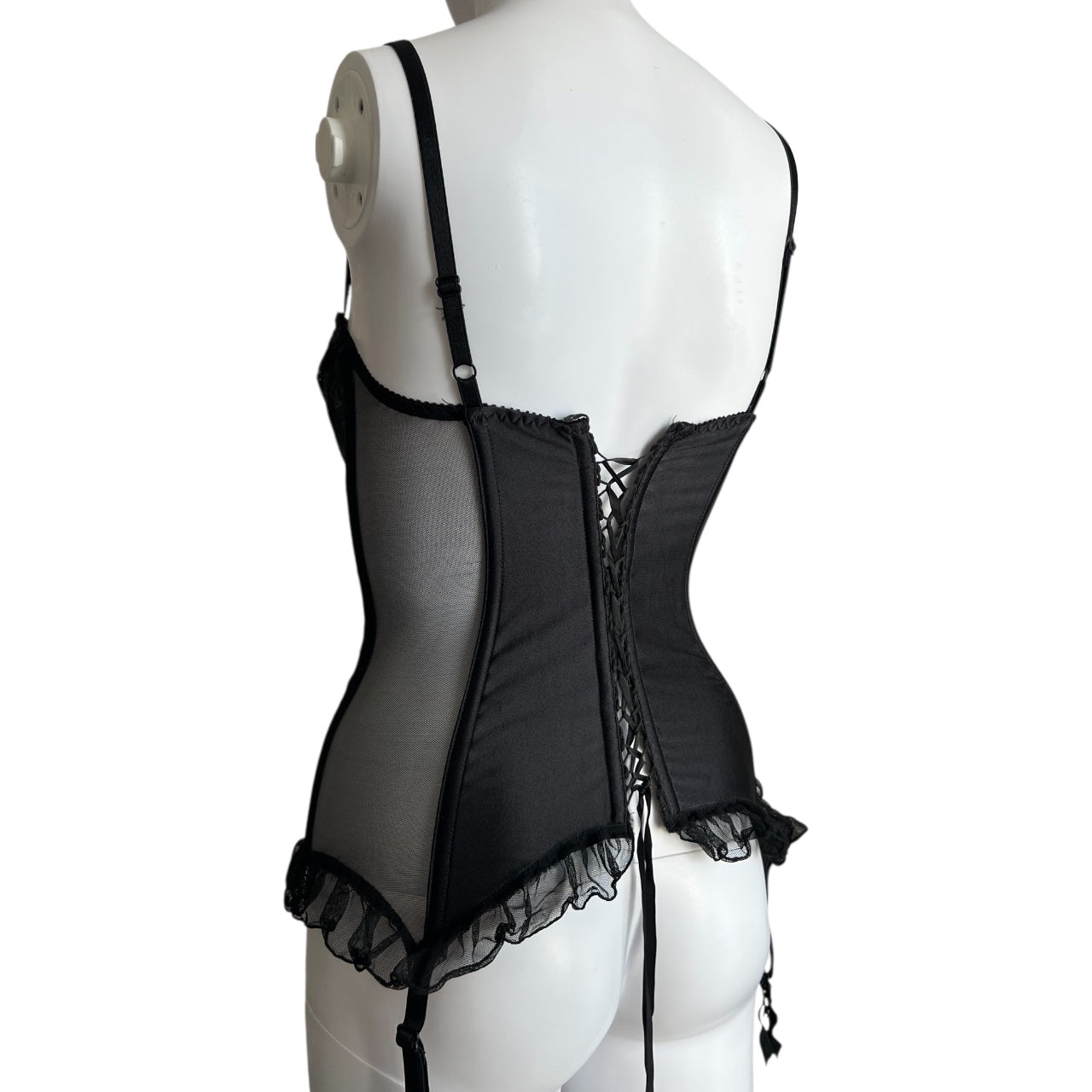 90s Victoria’s Secret Sheer Black Floral Lace Bustier Corset Women’s 34C Goth