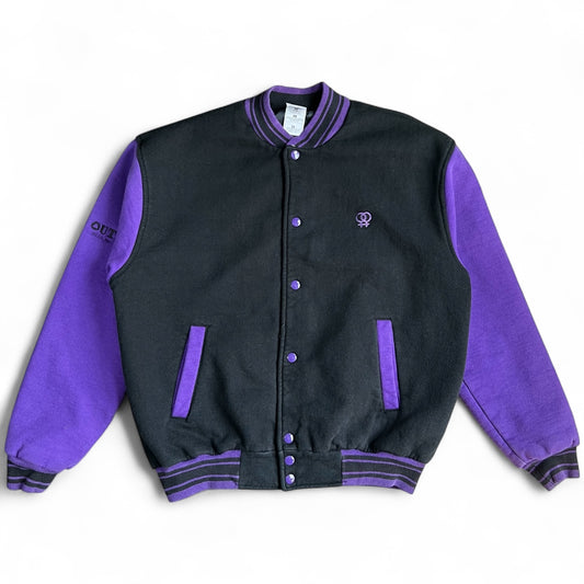 Vintage Fruit of the Loom Super Cotton Purple Lesbian Varsity Bomber Jacket Embroidered Women’s Large Venus Symbol