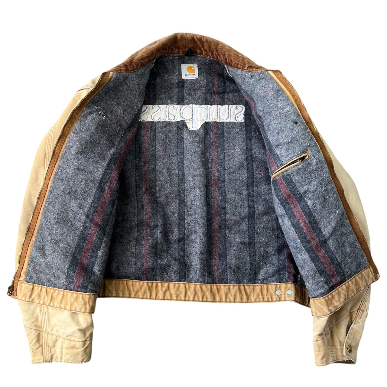 90s Carhartt Detroit Jacket J01 BRN Blanket Lined Men’s 48 Embroidered Logo Made in USA