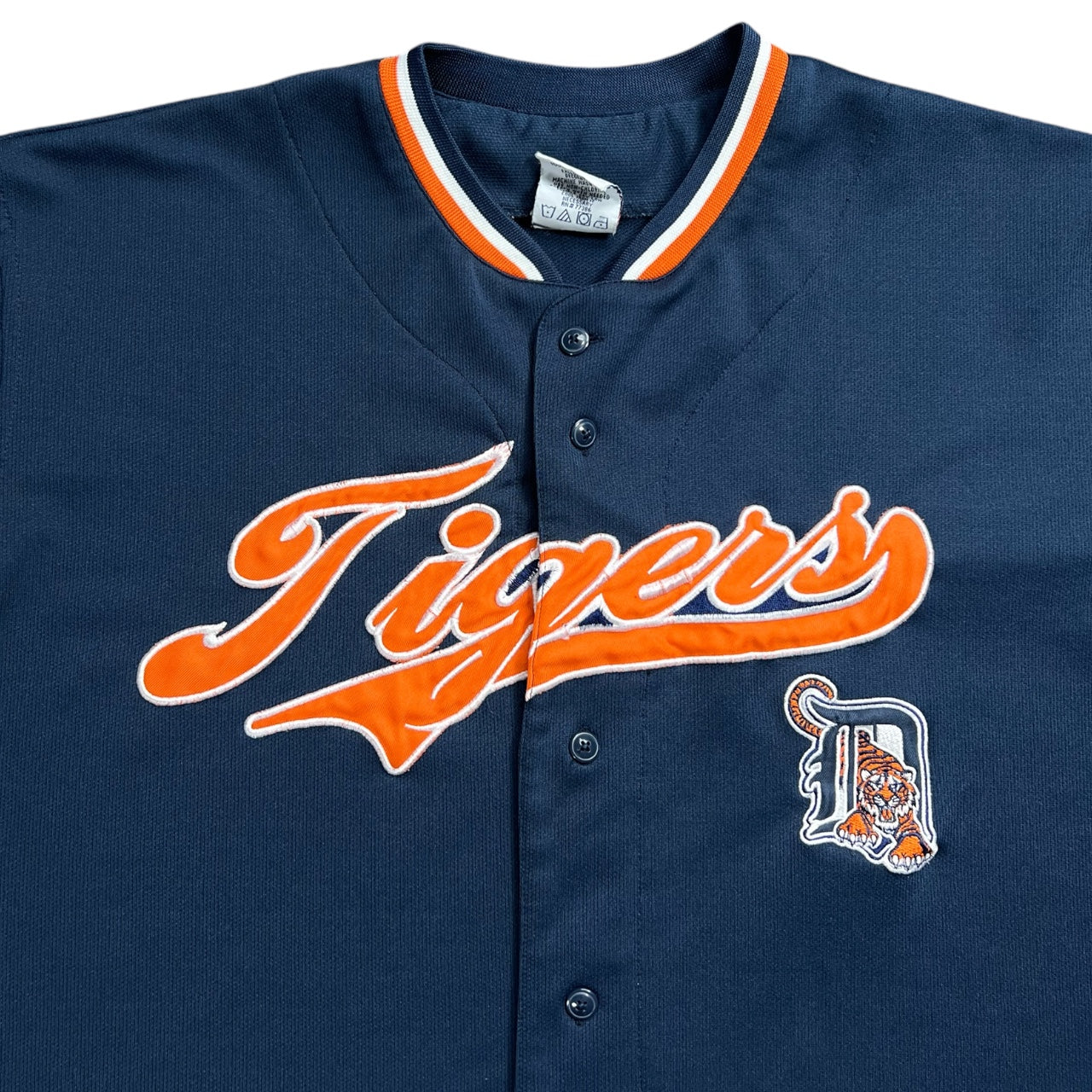 Vintage True Fan Detroit Tigers Embroidered Baseball Jersey Navy Blue MLB Men’s XL