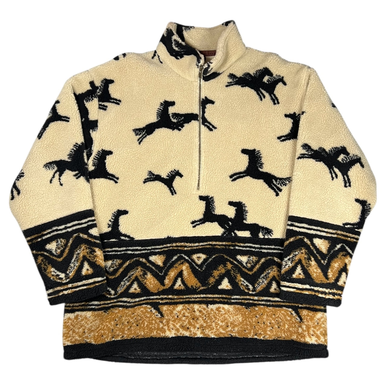 Vintage Tsunami Fleece Horse Print Quarter Zip Jacket Western Women’s Large