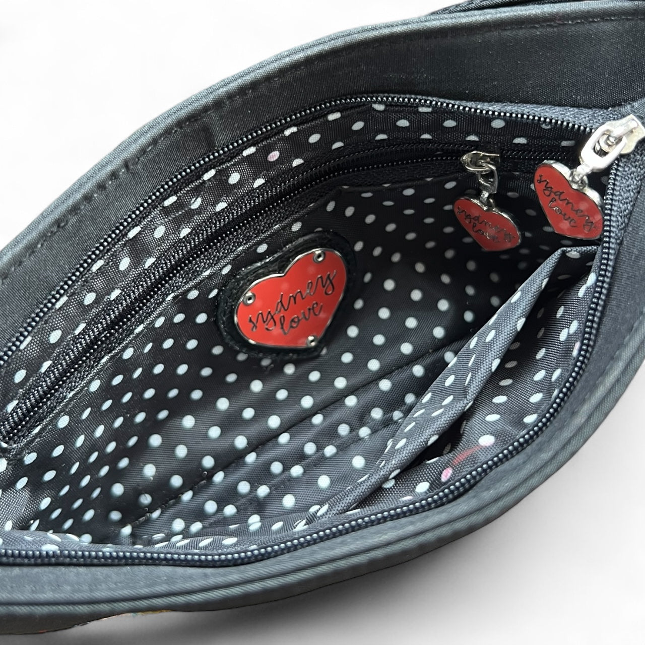 90s Y2K Sydney Love Embroidered Beaded Shoulder Bag Polka Dot Lined