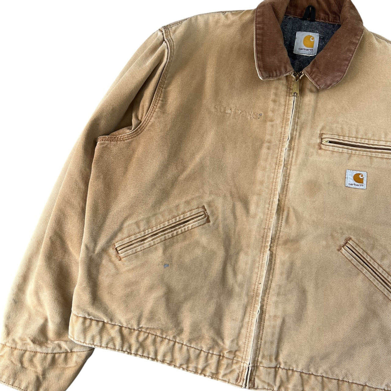 90s Carhartt Detroit Jacket J01 BRN Blanket Lined Men’s 48 Embroidered Logo Made in USA