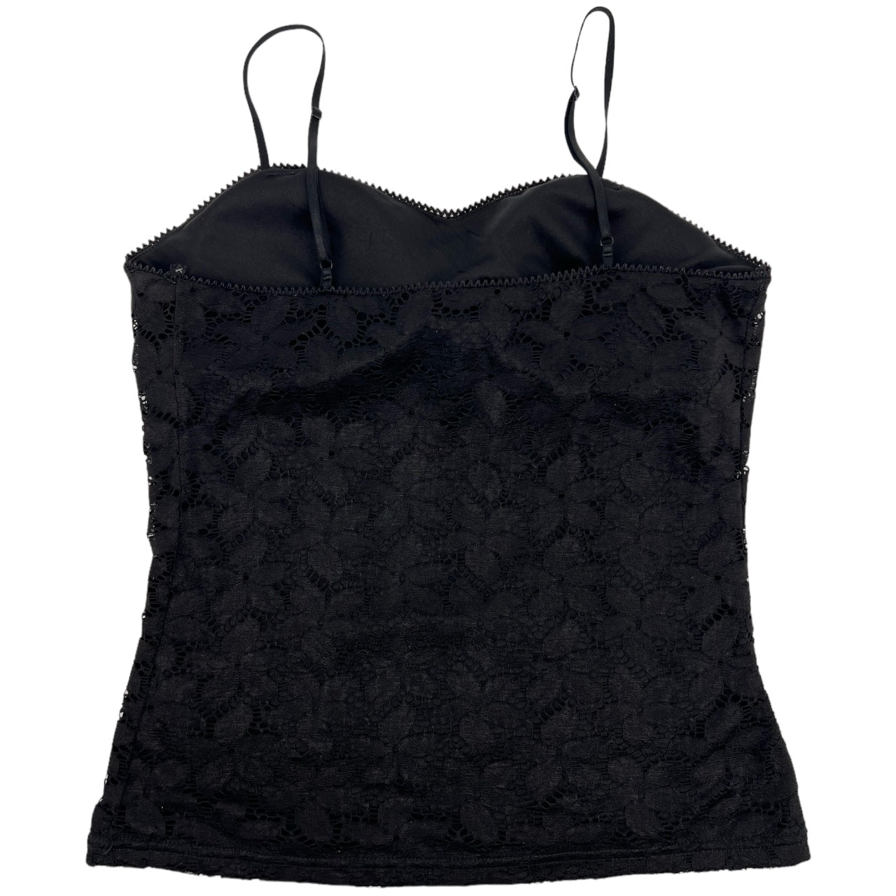 Vintage Y2K XOXO Black Floral Lace Ruched Cami Top Womens XL