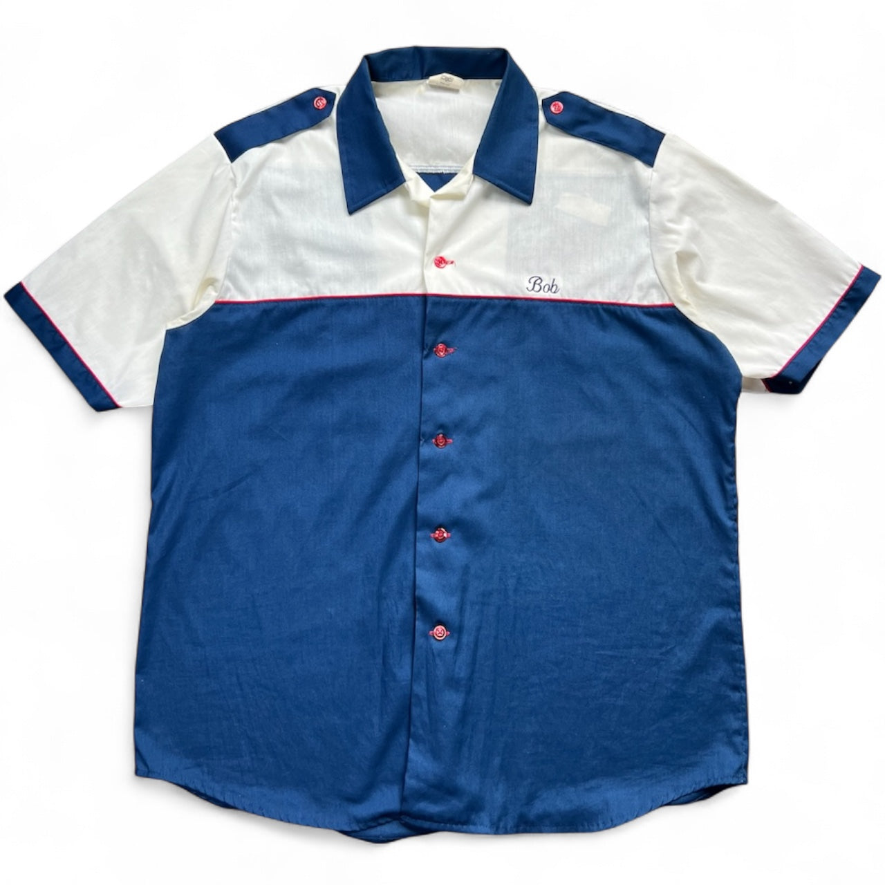 70s King Louie Bowling Shirt Arnold’s Auto Glass Muskegon MI Men’s Large Chain Stitched