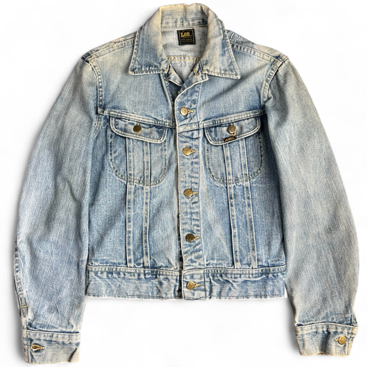 70s Lee Riders Sanforized 220J Denim Trucker Jacket Embroidered Sun & Moon Women’s XS/S