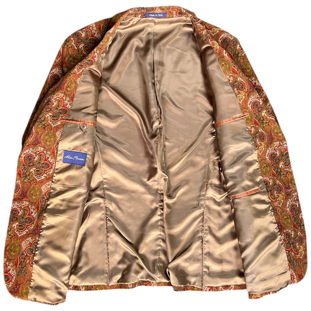 Alan Flusser Brown Corduroy Paisley Blazer Jacket Multicolor Mens L