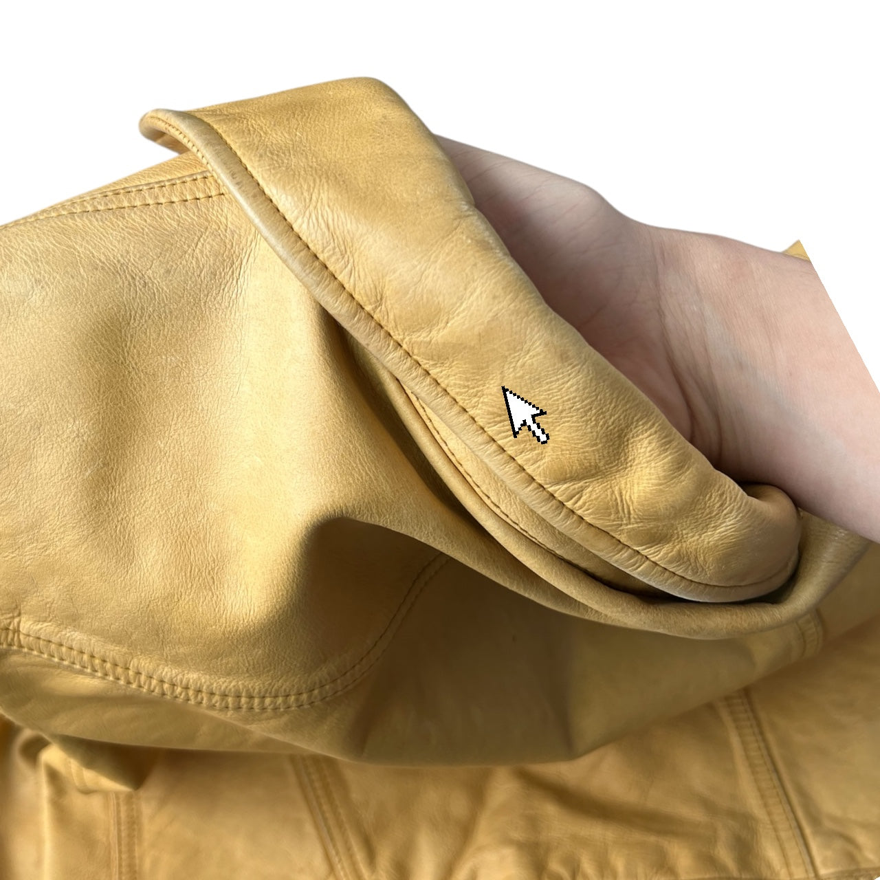 90s Y2K Gap Biege Leather Trucker Jacket Women’s Medium