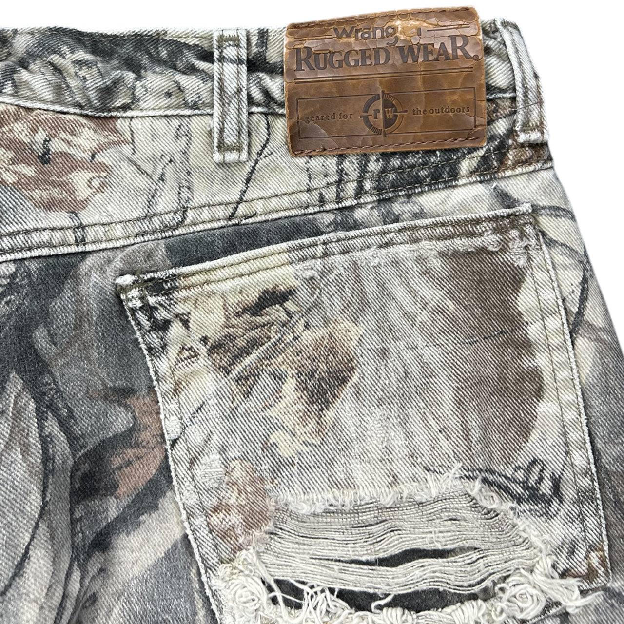 Vintage Wrangler Rugged Wear Distressed Camouflage Pants Quilt Lined Mens 38x30